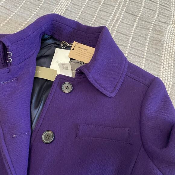 J. Crew Italian Wool Blend Jacket Purple Size 4 New Small Flaw Career Business - Picture 3 of 12